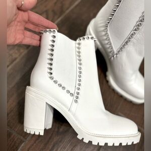 White leather Spiked Booties